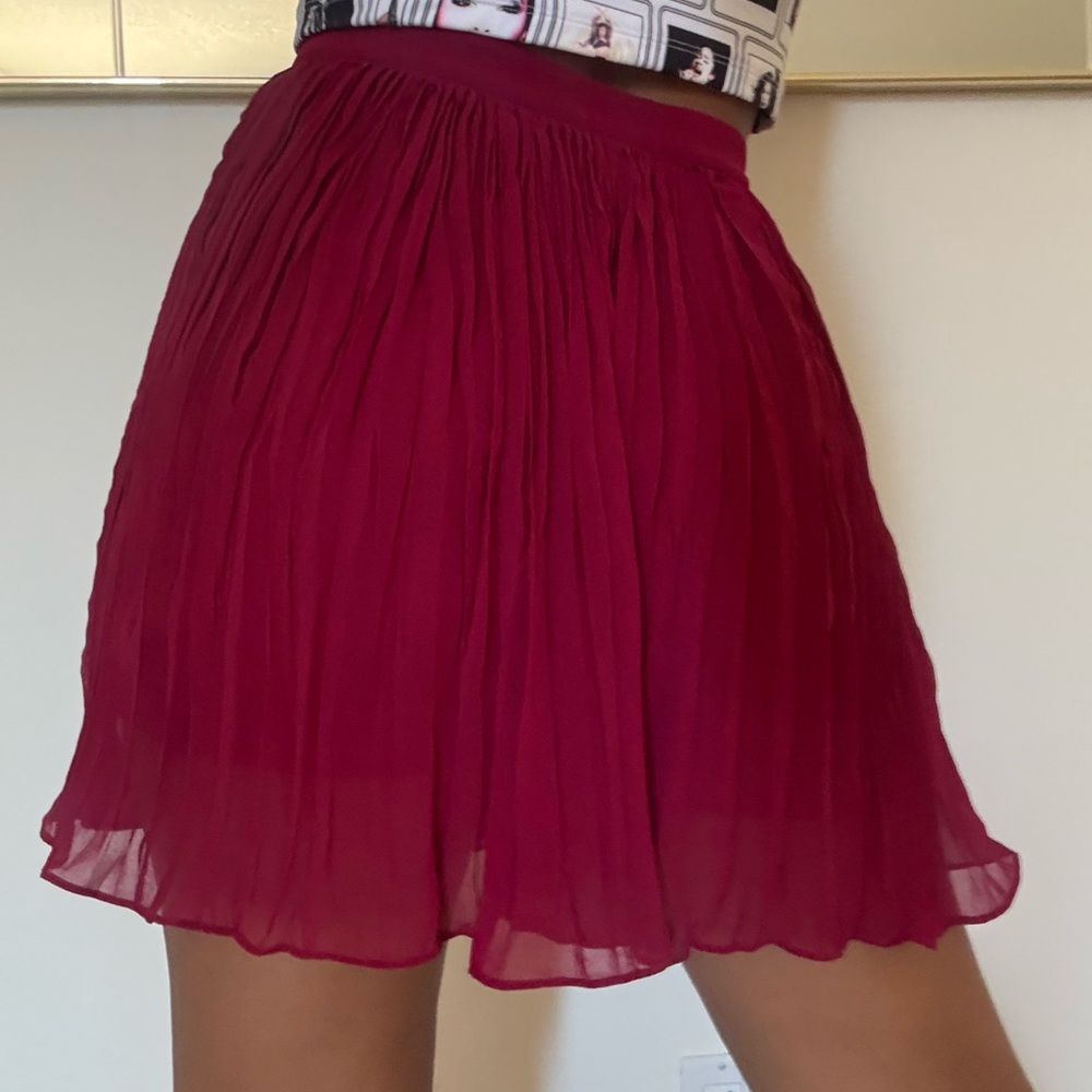Red Pleated Skort Skirt with shorts